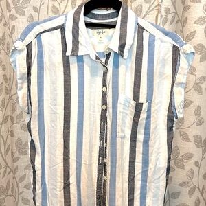 Style & Co cap sleeve striped button down. 100% rayon but feels like cot…